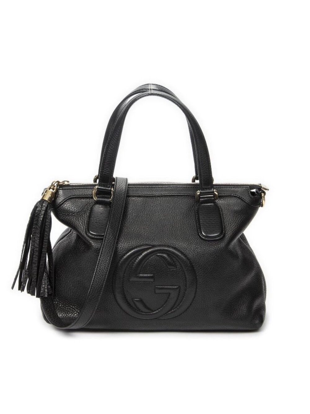 Gucci Small Soho Top Handle Black Gray Leather